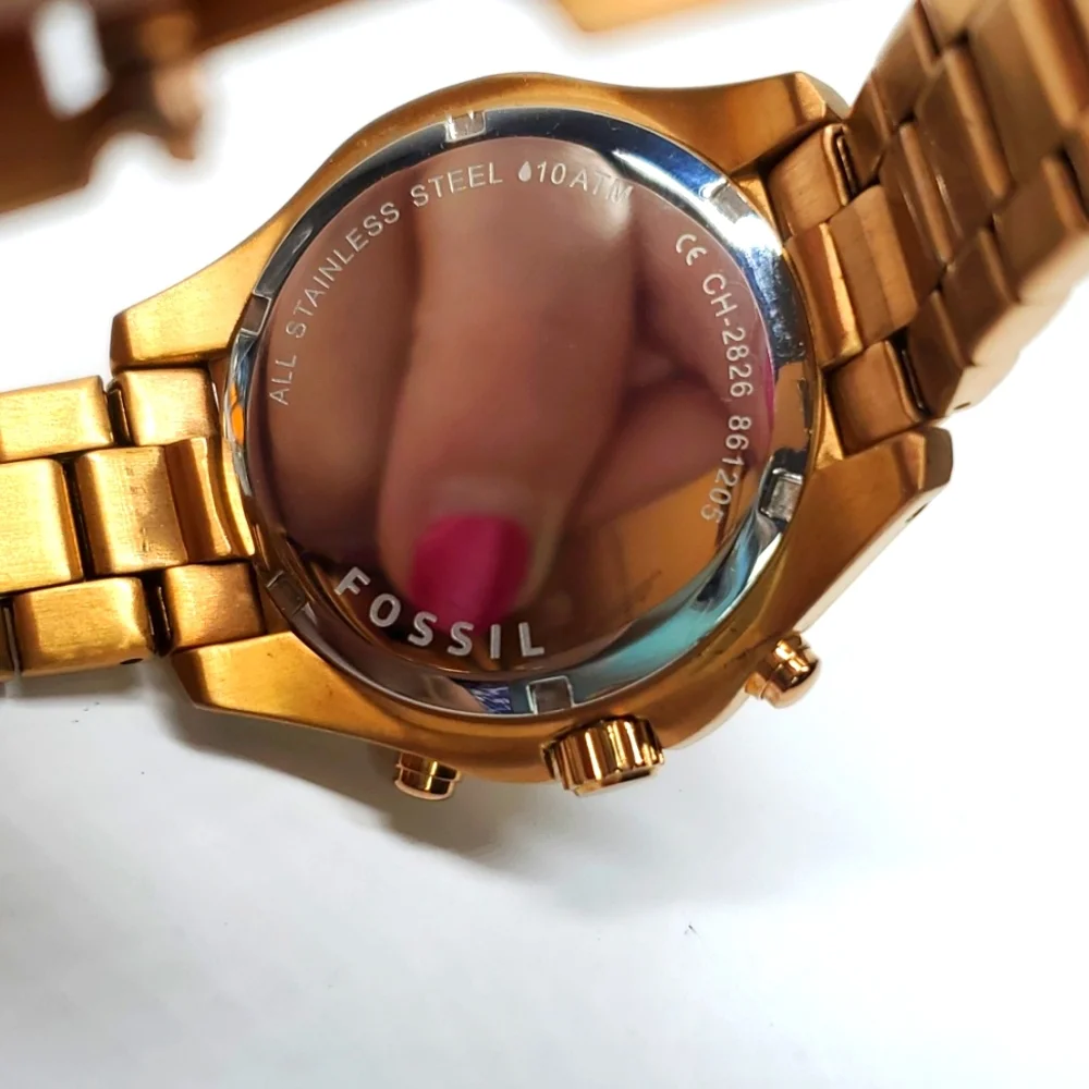 Fossil Watch CH2826 Rose Gold Steel Wristband Multifunction 10 ATM EUC